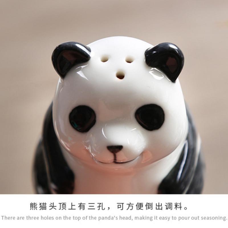 Korean Cartoon Ceramic Pepper Bottle Hand Painted Panda Cruet Condiment Bottle Salt Spice Shaker Home Kitchen Decorate Supplies