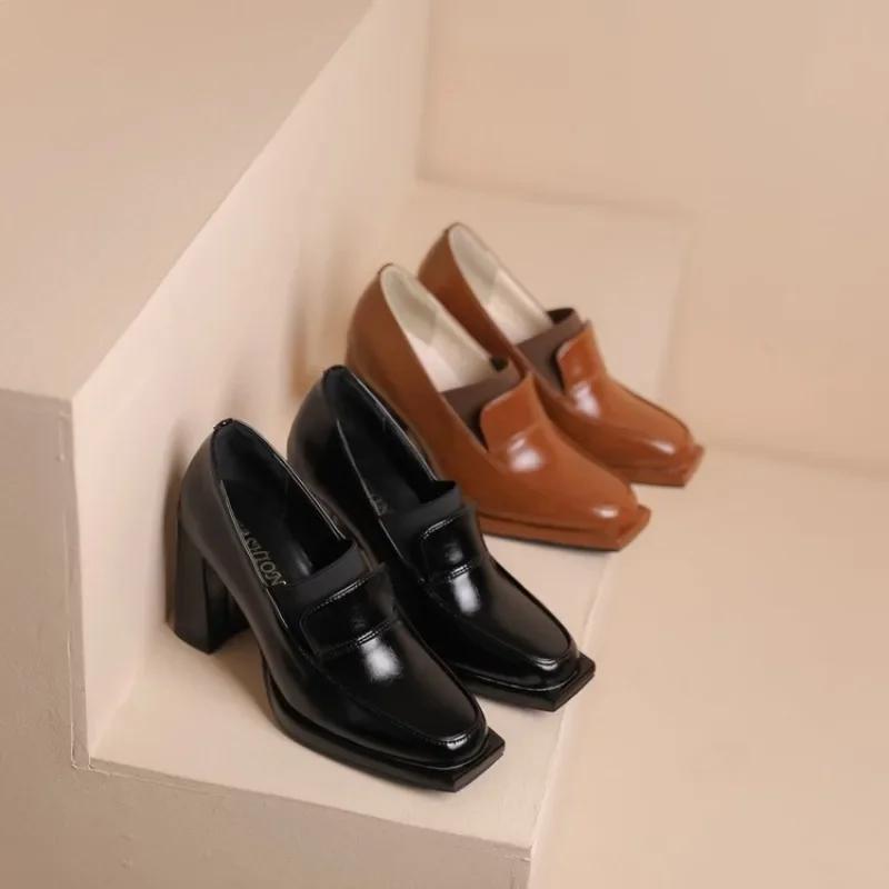 Fashion 2024 Woman High Heels Loafers Spring Autumn Elegant Ankle Strap Thick Heels Party Shoes Wedding Shoe Woman Pumps Gifts