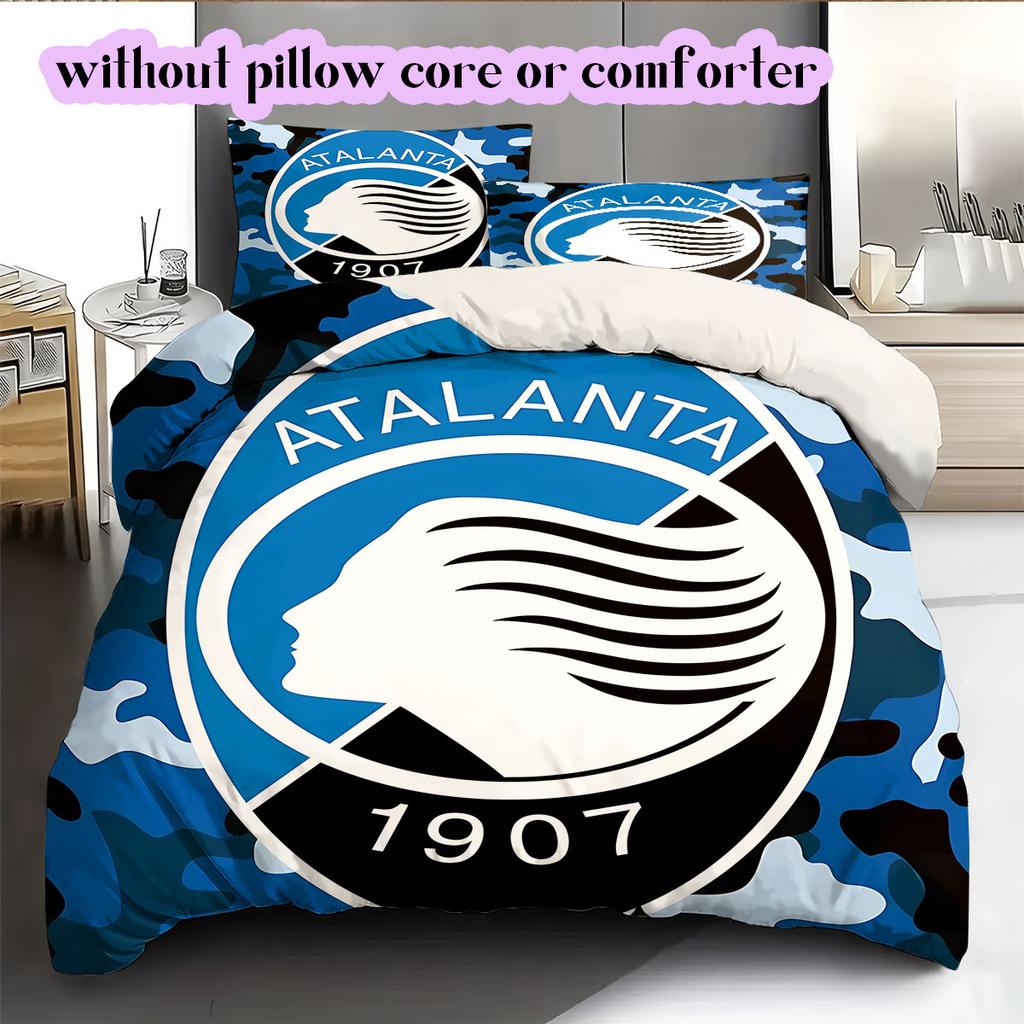 Biancheria da letto con motivo calcistico Atalanta BC, Set piumone Copripiumone Federa Regalo di Compleanno per la Casa (1*copripiumino+2*federe,senza imbottitura)