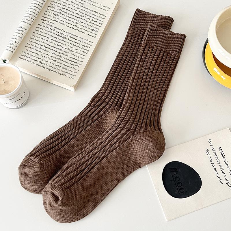 Socks Pure Cotton Stacking Socks, Out-Of-Season Wear, Trendy Thickened Warm Thick Needle Retro Maillard Stockings Women