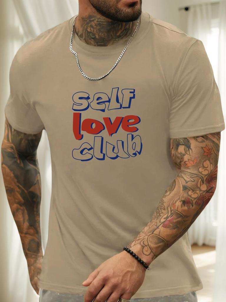 Short Sleeve TShirt Self love club Mens 100 Cotton Pattern Printed Shirt Summer Round Neck Breathable Casual Fashion Cool Tee