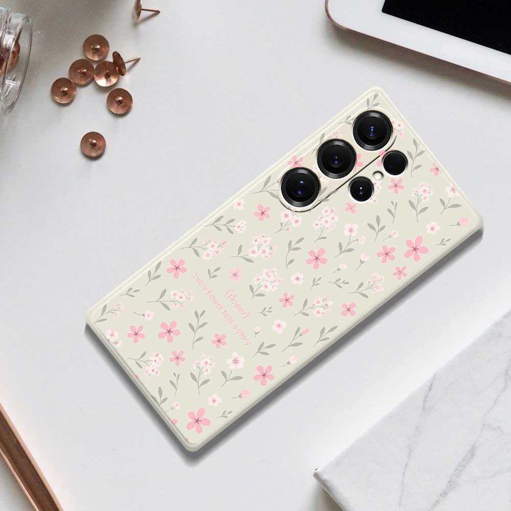 For Samsung Galaxy S25 Ultra Case Small Flower Pattern Printing Straight Edge TPU Phone Back Cover