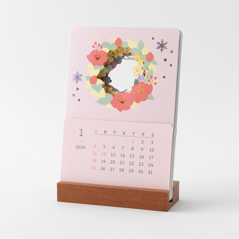 Midori 2026 Limited Seasonal Desktop Calendar with Floral 31368006 Calendar, Edition, Bookmark, Design,