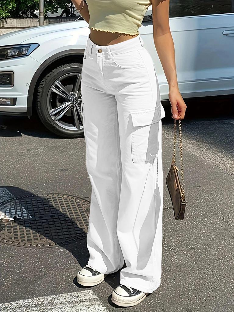 Otoño 2025 Jeans de Cintura Alta Slim de Pierna Recta con Bolsillos - Ropa de Trabajo Casual para Mujer