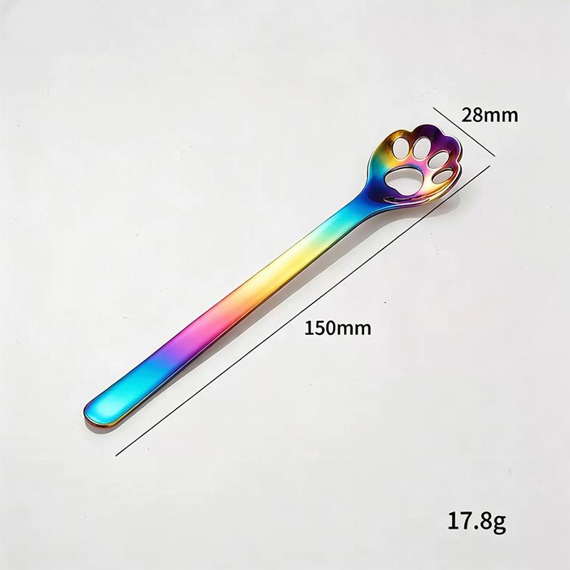 Stainless Steel Cat Claw Cookie Scoop Hollow Design Coffee Dessert Mixing Spoon Cake Dessert Spoon Kitchen Baking Gadgets