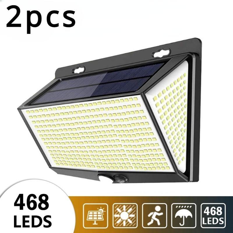 5000LM 468 LEDs Outdoor Solar Lights Waterproof Motion Sensor Human Induction Solar Spotlight Wall Lamp for Yard Garden 3 Modes
