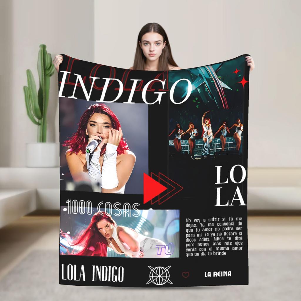 L-Lolas I-Indigos Spanish Singer  Blanket Quality Super Warm  Throw Blanket Winter Airplane Travel Living Room Fashion Bedspread