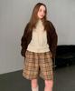 Baseukala Pickan Check Banding Half Wool Pants