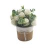 Artificial Rose Flower and Leaves Bouquets In Small Vase Faux Flowers Potted Plant for Home and Office Table Decoration