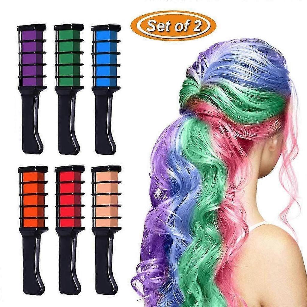 2-Pack Washable Hair Chalk Set - Fun Temporary Colours for Kids & Teens