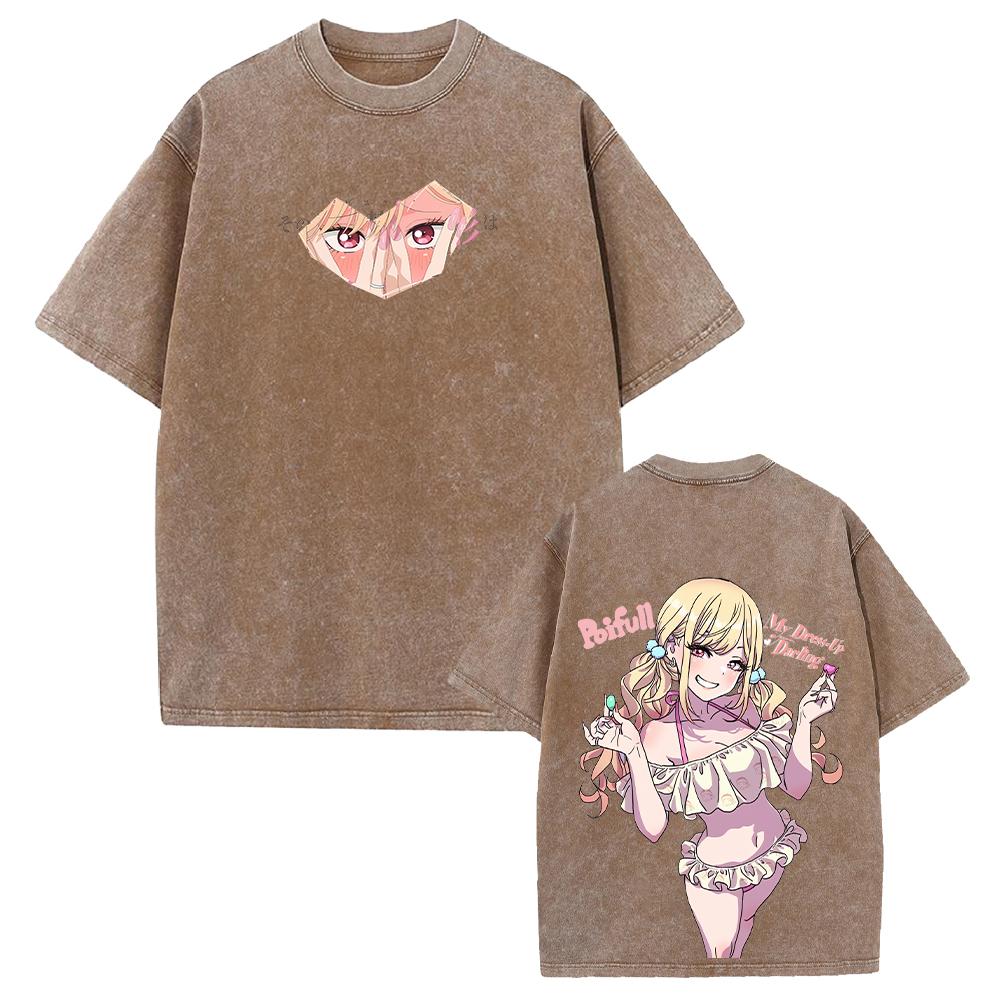 Cute Anime My Dress-Up Darling T-shirt Marin Printed Washed Y2k T Shirt Men Women Clothing Cotton Tees Tops