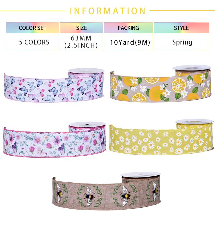 YAMA 2.5inch*10Yard Spring Wired Edge Ribbon for DIY Handmade Decoration for Gift Wrapping Craft Supplies & Materials Butterfly