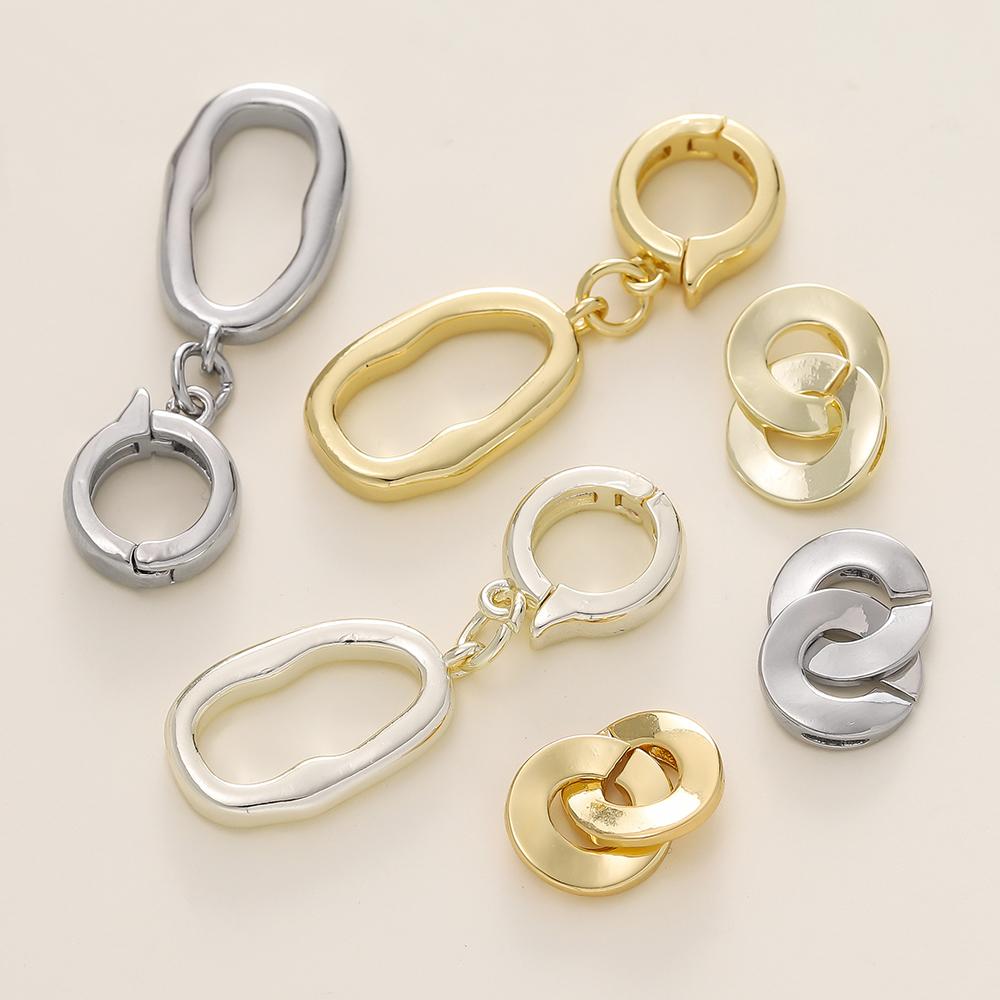1pcs/lot 14/18K Gold Color Plated Metal Copper Necklace Clasp Connectors for DIY Jewelry Making Necklace Bracelet Accessories