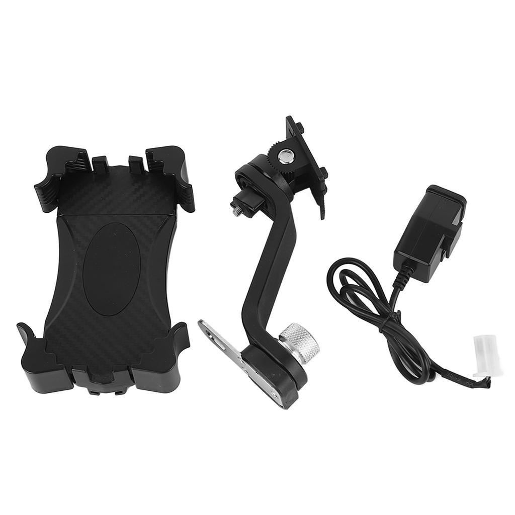 Motorcycle Navigation Phone Bracket with Charging Cable Black Universal Navigation Motorcycle Phone Mount for Motorbike