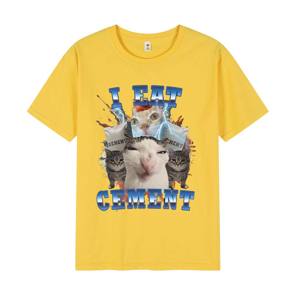I Eat CeUnisext Funny Cat Meme Graphic Tshirt Unisexs Women Fashion Vintage Short Sleeve Tshirts Casual Cotton Oversized T Shirts