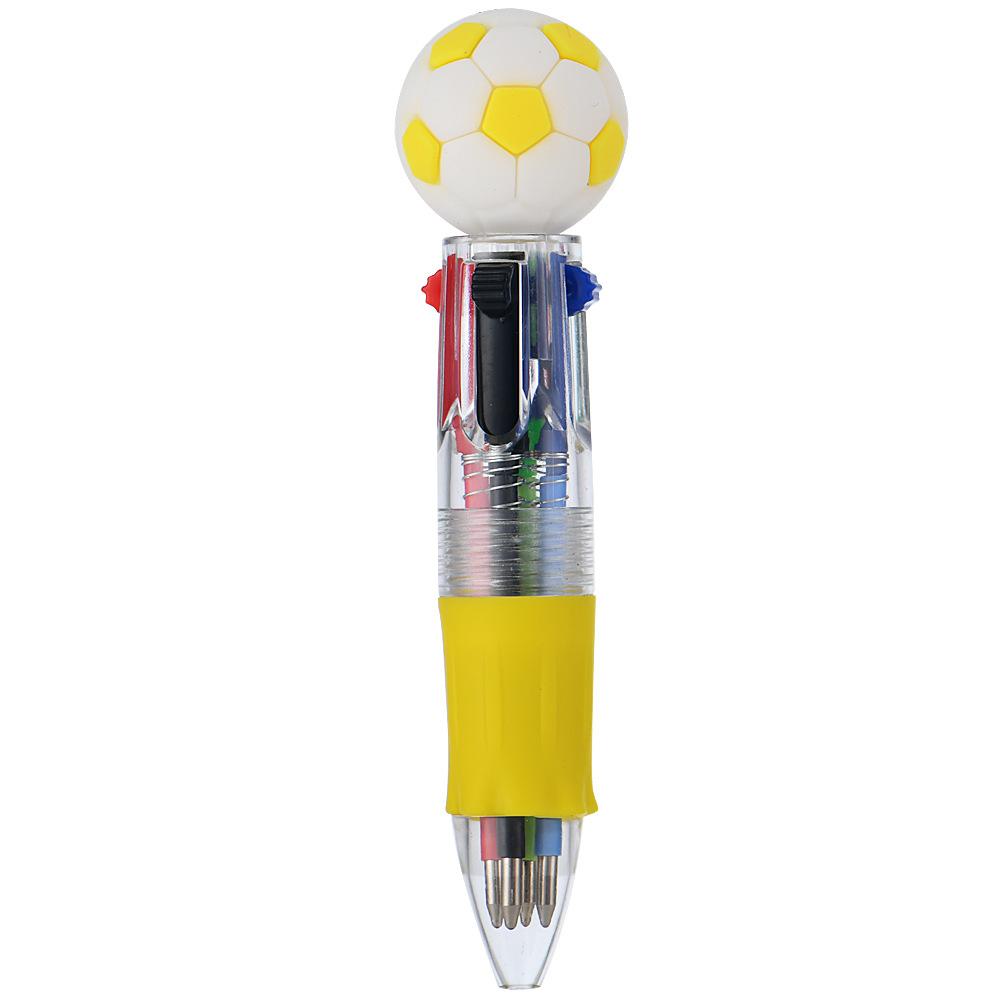 2pcs Cute Football Basketball Rugby Shaped Four-Color Ballpoint Pen, Cartoon Multicolor Mini Journal Short Pen