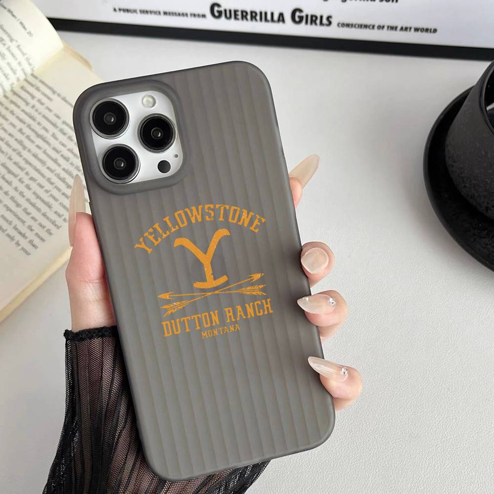 Y-Yellowstone Logo Corrugated Pattern For IPhone 17 16 15 14 13 12 11 16 Pro Max Plus Pro Non-slip Phone Cover