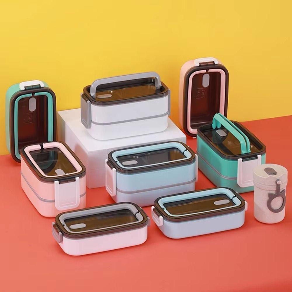 Double Layer Portable Lunch Box Leak-proof Food Storage Crisper Divides Food Container  Camping