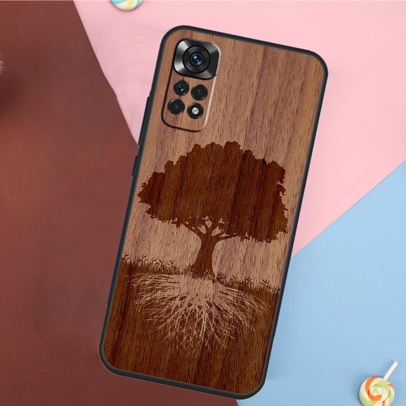 Tree Flower Bamboo Wood Cover For Xiaomi Redmi Note 13 Pro 14 12 11 9 10 9S 10S 11S 12S Redmi 10C 12C 13C 14C Case