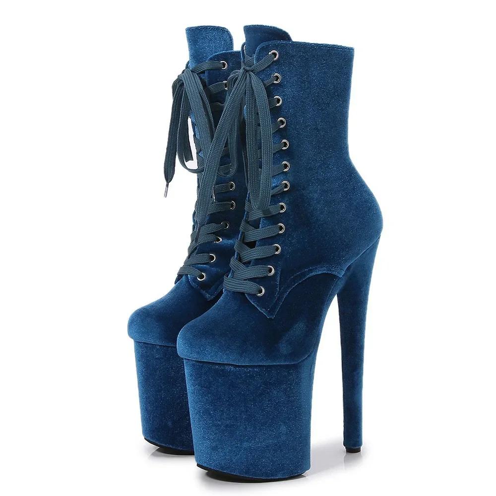 Fashion Top Sale 20CM Corduroy Surface Platform Women Shoes High Heeled shoesCustom Colors Boots Erotic Lap Pole Dancing Ankle Boots