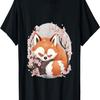 Otaku Anime Red Panda Eat Ramen Noodles Cherry Blossom T-Shirt(49)