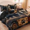 3pcs Black Bear Cabin Patchwork Bedding Duvet Cover Set Wilderness Black Bear Bedding Quilt Set Rustic Cabin Themed Bed