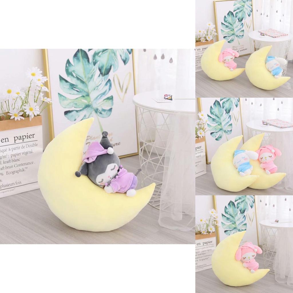 Sanrio Sleeping Moon Plush Toy For Kids Kt Mymelody Cinnamoroll Kuromi Gift
