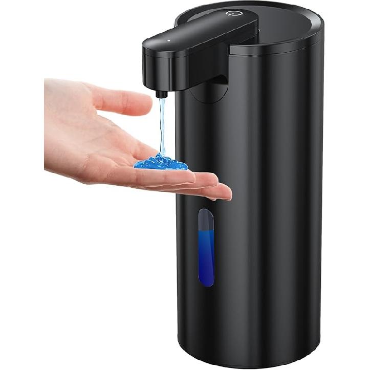 Automatic Soap Dispenser Touchless, Stainless Steel 11.5 oz 3 Levels Adjustable Hand Soap Dispenser with Rechargeable Sensor Pump for Kitchen & Stainless Steel-black