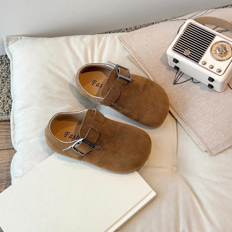 Boys Girls Flat Shoes Sweet Soft Sole Children Moccasins Hook&loop 2024 Autumn New Fashion Kids Casual Shoe Dirt-Proof Round Toe