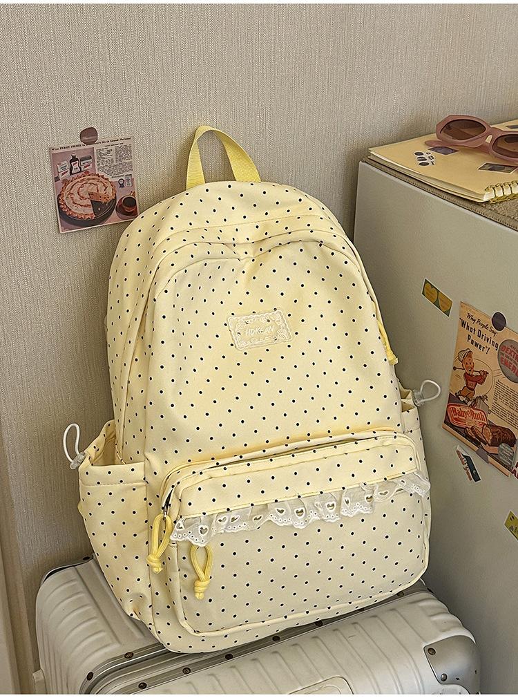 Schoolbag Korean Ins College Wind Polka Dot Premium Sense School Bag Niche Student Cute Backpack Junior High School New Backpack