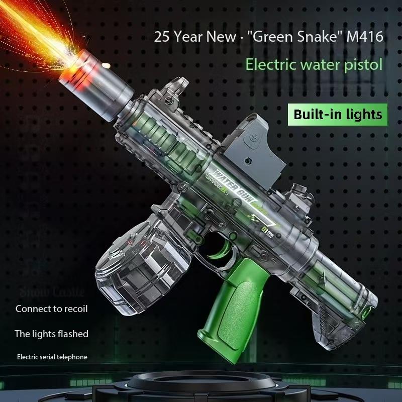Non-Toxic New Electric Water Gun With Light Led Simulation Fire Sprays Flame Continuously High-Speed Powerful Shoot Outdoor Water Gun Toys