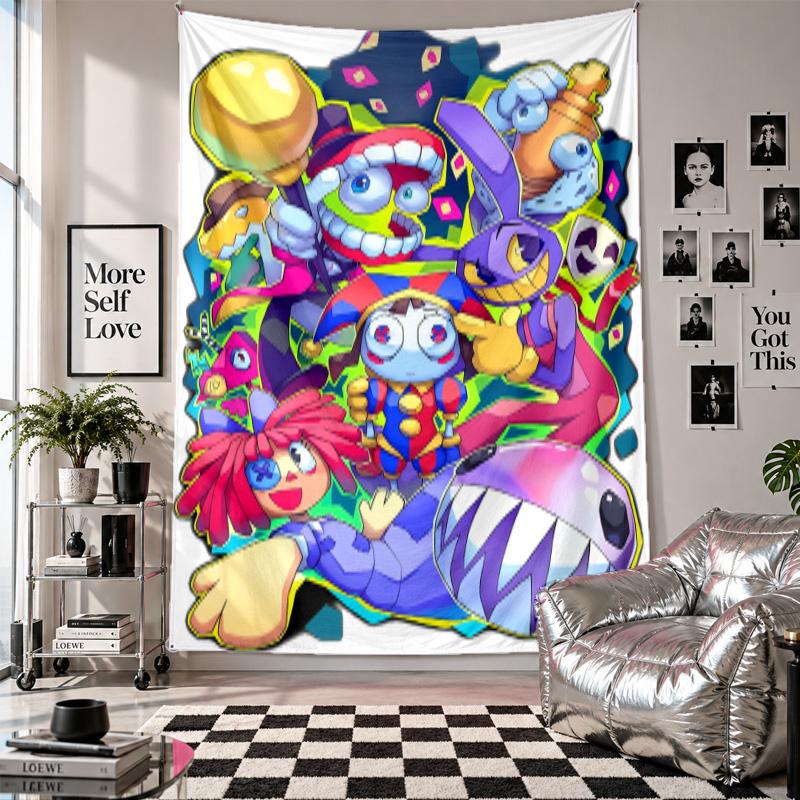 Arazzo da PareteThe Amazing Digital Circus Arte Tessuto da Appendere Copertura Decorativa di Sfondo per Decorazione della Stanza