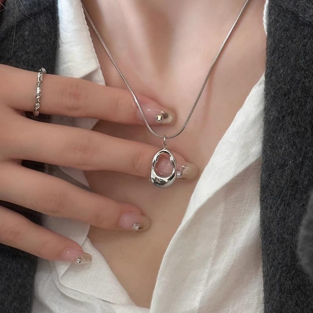 Simple Thick Water Drop Chain Necklace For Women Jewelry Gift Silver Color Hollow Choker Unisex Men Daily Party Classic Accessories