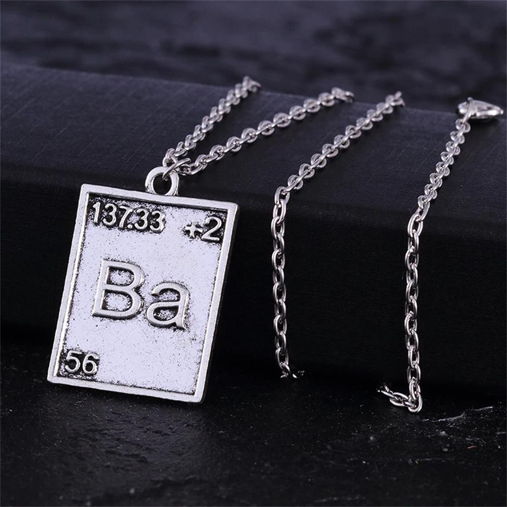 Vintage Breaking Bad Halskette Chemisches Symbol Br Ba Anhänger Brüder Paar Halskette Geschenk für Frauen und Männer Schmuckgeschenke