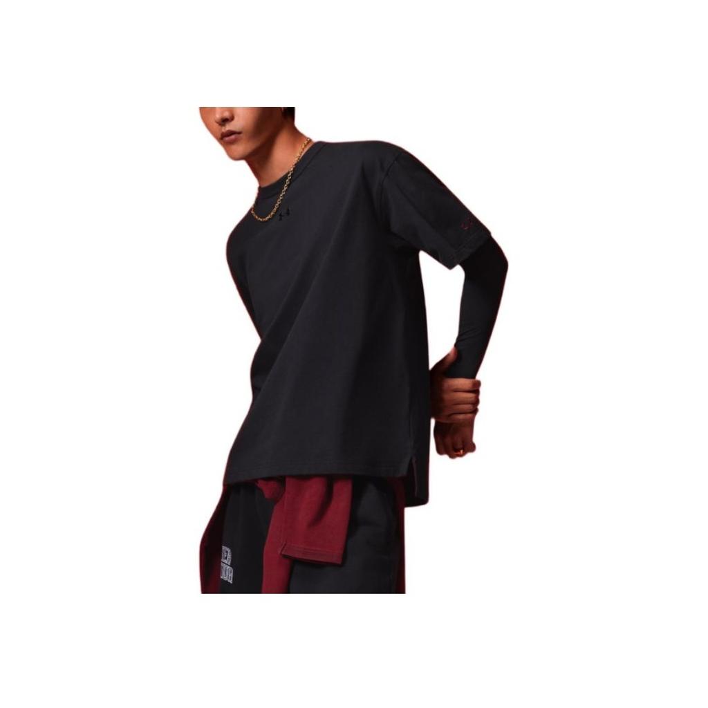 Under Armour Casual Sports Series Solid Color Loose Fit Crew Neck Short Sleeve Breathable T-Shirt Unisex Tops Black 6006007-001