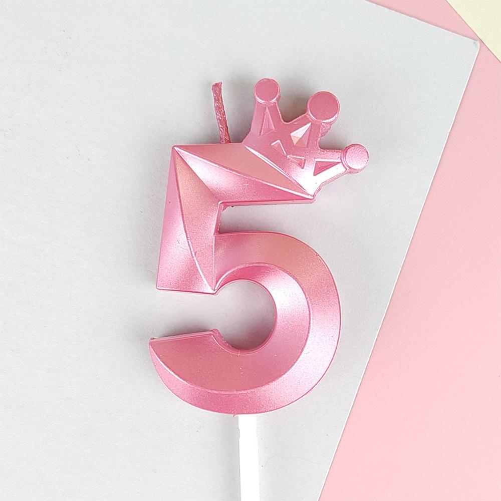 Pink Macaron Candy Color 0-9 Birthday Party Cake Decoration Baking Plug-in Creative Age Digital Candle