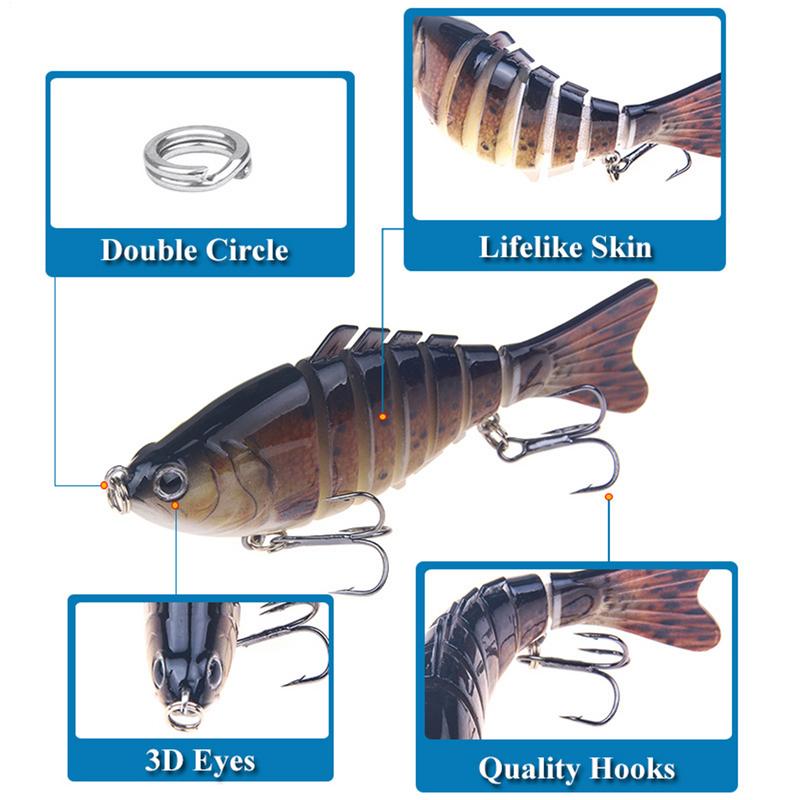 Swim Baits For Bass Fishing Robotic Fishing Lure 5X Robotic Seven Joint Gear Baits Hooks For Catfish Bass Saltwater Lake River