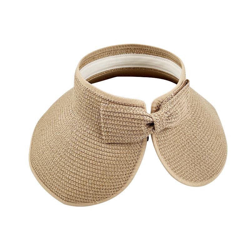 Foldable Straw Sun Hat with Wide Brim, Anti-UV Protection, and Bow Design for Outdoors