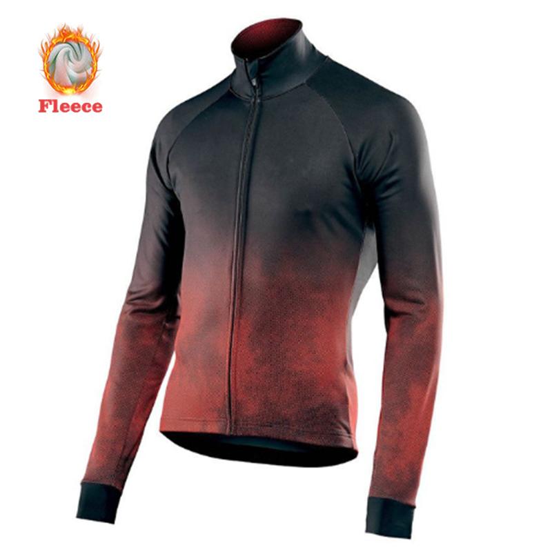 2025 Autumn/Winter Men's Cycling Jerseys Long Sleeve Thermal Fleece Bicycle Shirts Full Sleeve MTB Bike Jersey Tops Keep Warm Outdoor Cycling Jacket