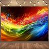 Rainbow Fire Music Notes Backdrop Vibrant Abstract Wave Studio Background