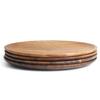 YFWOOD Lacquered Acacia Wood Plate Set, 4 Pieces, 27cm Diameter, Large Wooden Tray, Round Plate, Japanese Tableware, Grilled Fish, Appetizers, Sweets,