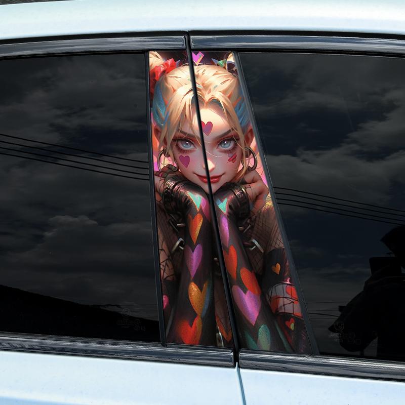 1/2pcs Joker Lady Car Stickers Auto B Pillar Waterproof Decoration Cover Scratches DIY Car Doors Pillar Sunscreen Vinyl Decals