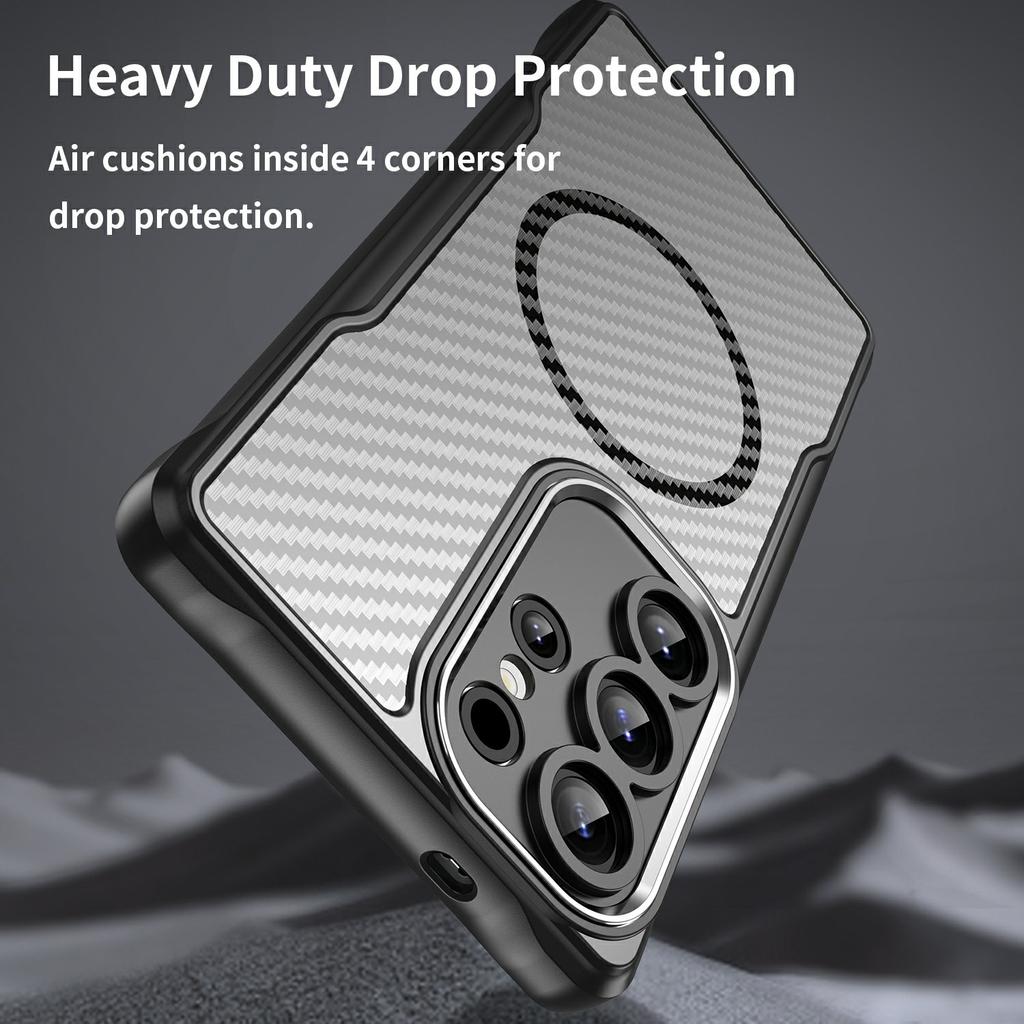 For Samsung Galaxy S25 Ultra Case Compatible with MagSafe TPU+PC Phone Cover Carbon Fiber