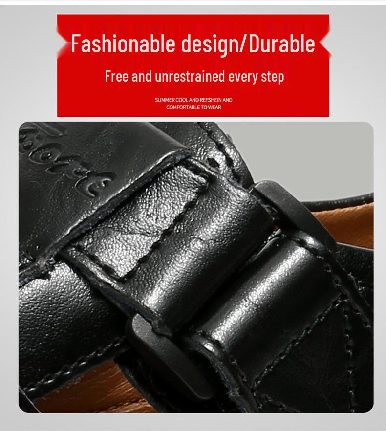 2024 Spring Men's Microfiber Leather Sandals: Closed-Toe, Breathable, Lightweight, and Portable