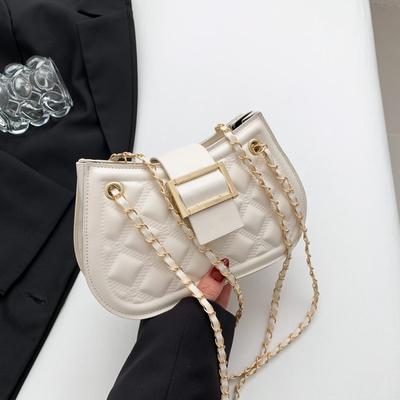 Textured Diamond Chain 2025 New Retro Korean Version Fashion Casual Solid Color Foreign Style Crossbody Shoulder Small Square Bag