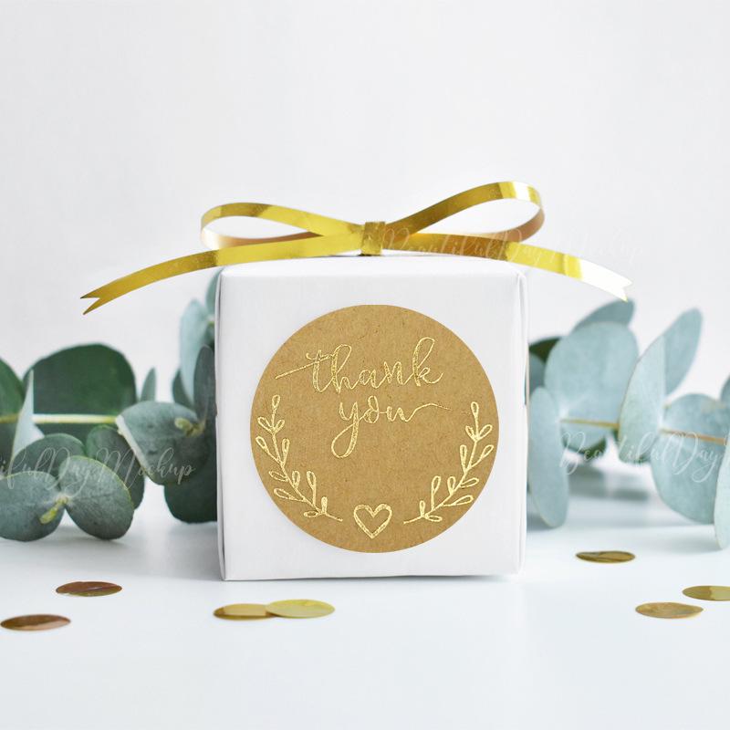 Kraft Paper Wheat Ear Thank You Stickers for Gift Packaging and Sealing