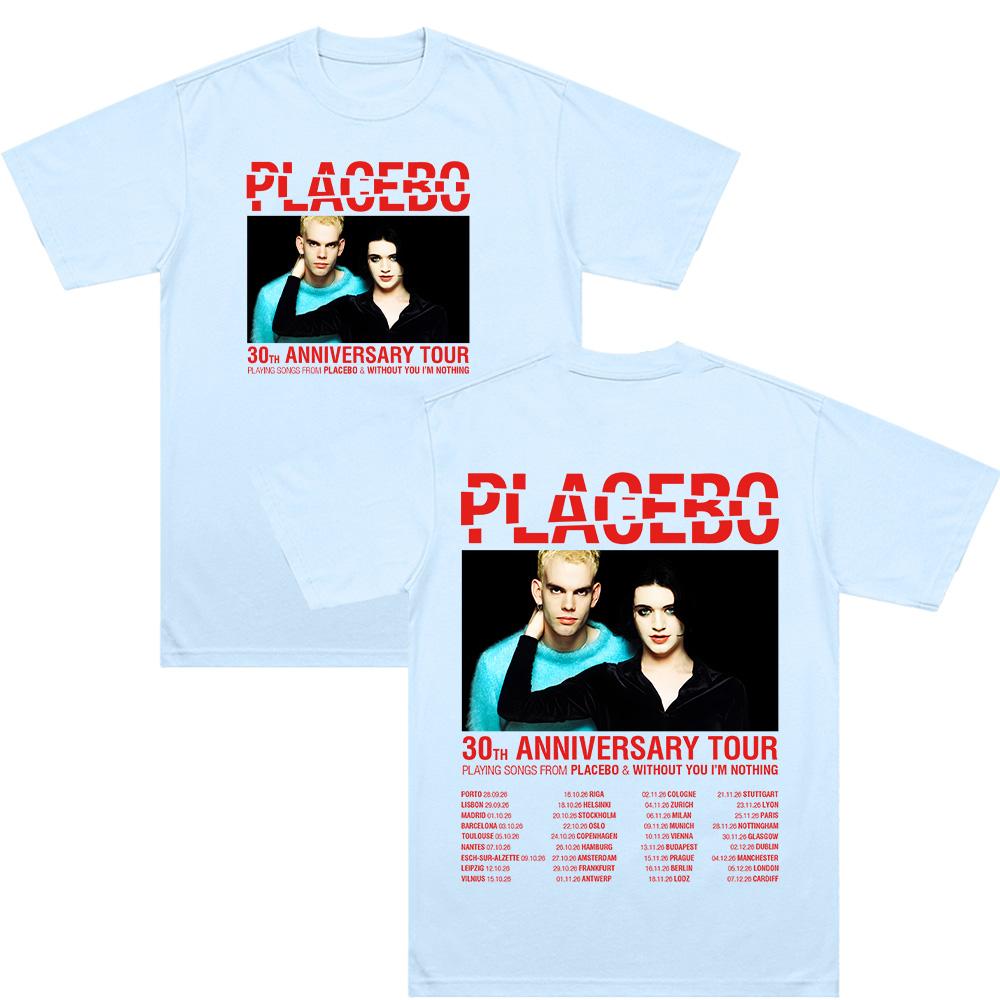 Placebo 30. JUBILÄUMSTOUR Grafik-T-Shirts Harajuku Alternative Metal Rock Band Baumwollkleidung Damen Herren Rundhals Komfort-T-Shirt