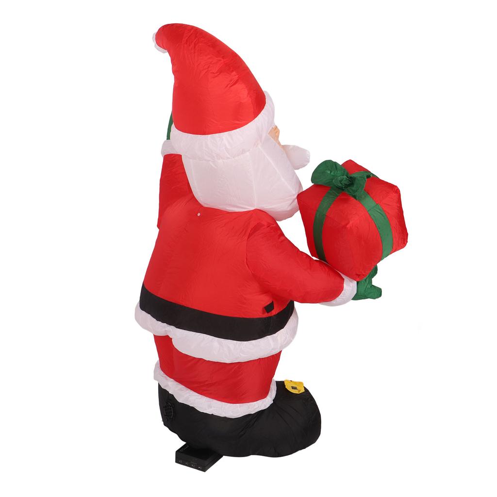 Nadmuchiwana dekoracja świąteczna 4 stopy poliestrowe włókno dmuchane Święty Mikołaj trzymający prezent na Boże Narodzenie