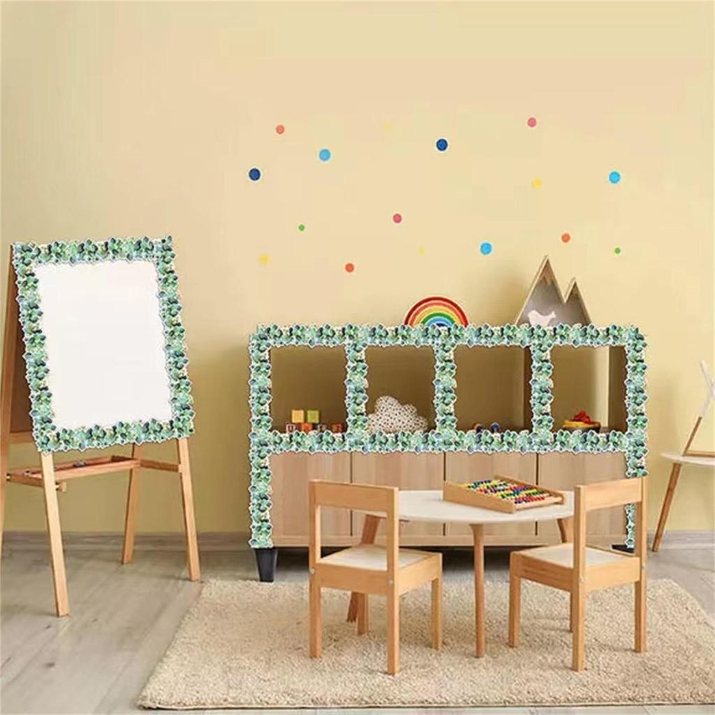 Paper Eucalyptus Border Bulletin Board Sticker Decorative Whiteboard Trim Border Trim Leaf Border Decals For Classroom
