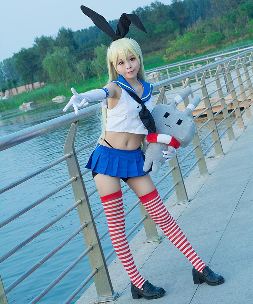 [Milky Time] Kantai Collection Shimakaze Cosplay Kostüm mit Perücke, Halloween Zerstörer Mädchen, Matrosenuniform, Schiffsmädchen